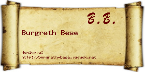 Burgreth Bese névjegykártya